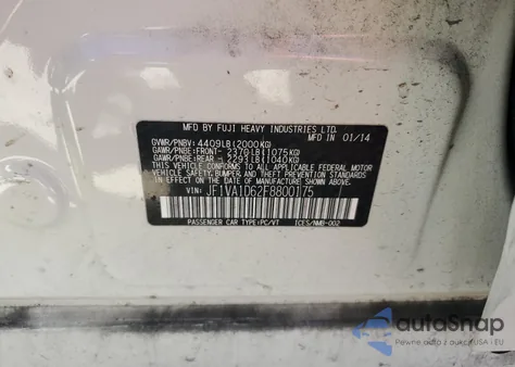 2015 Subaru Wrx Premium from USA, damaged, VIN JF1VA1D62F8800175